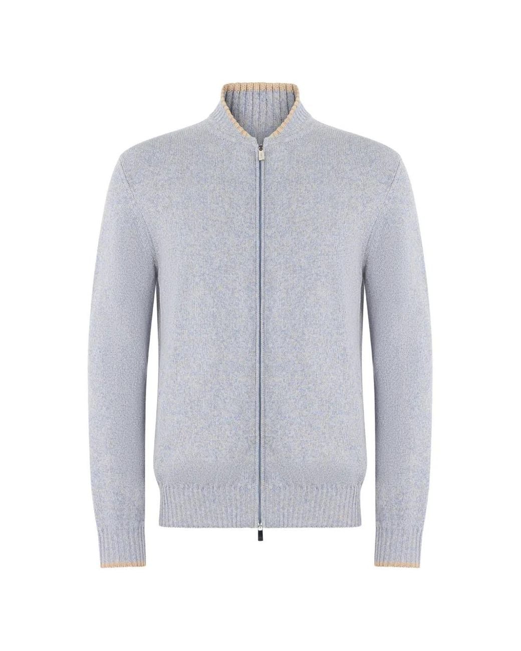 Fedeli Blue Zip-Up Cardigan for men
