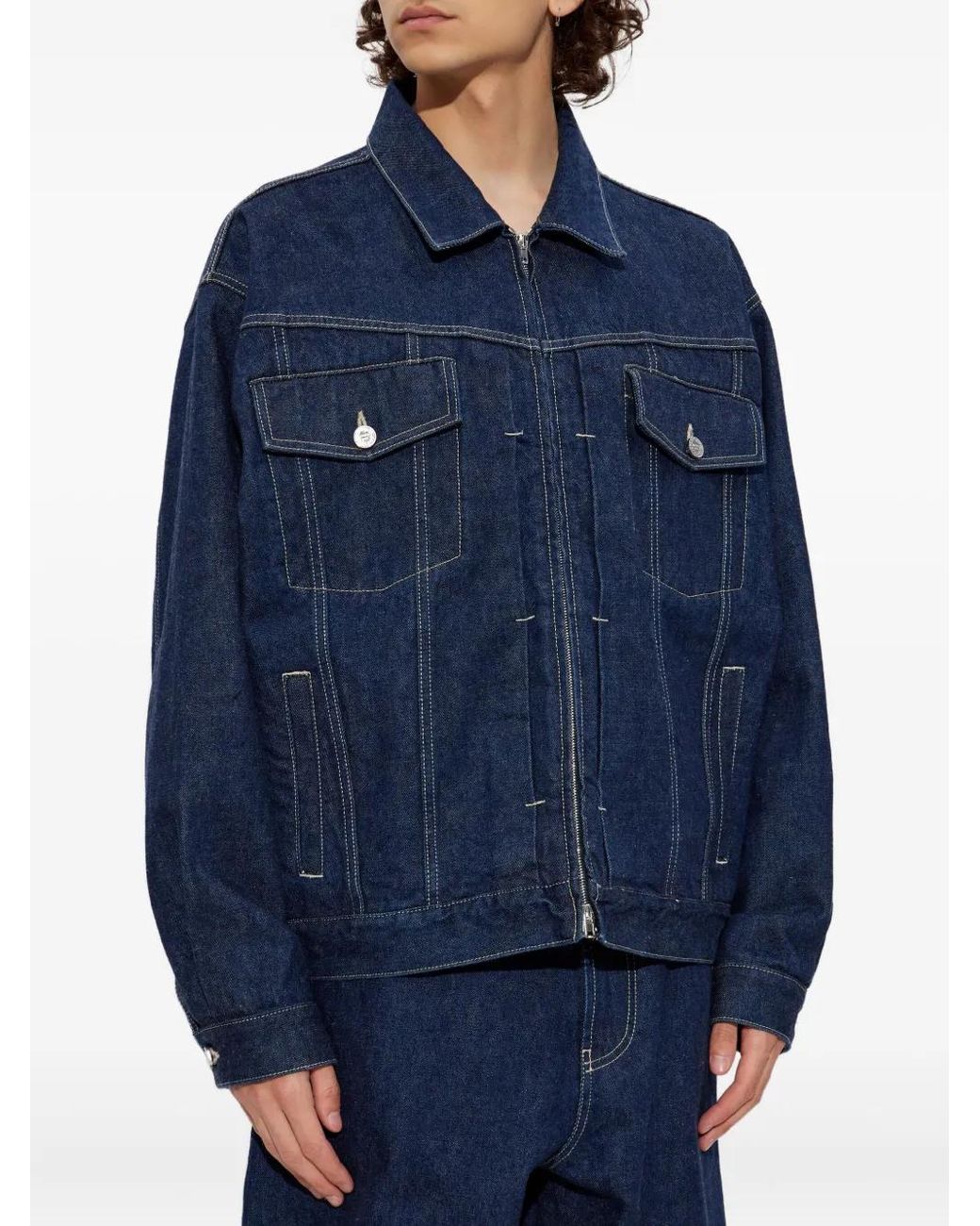 Vetements Blue Zip-Front Flap-Pocket Jacket