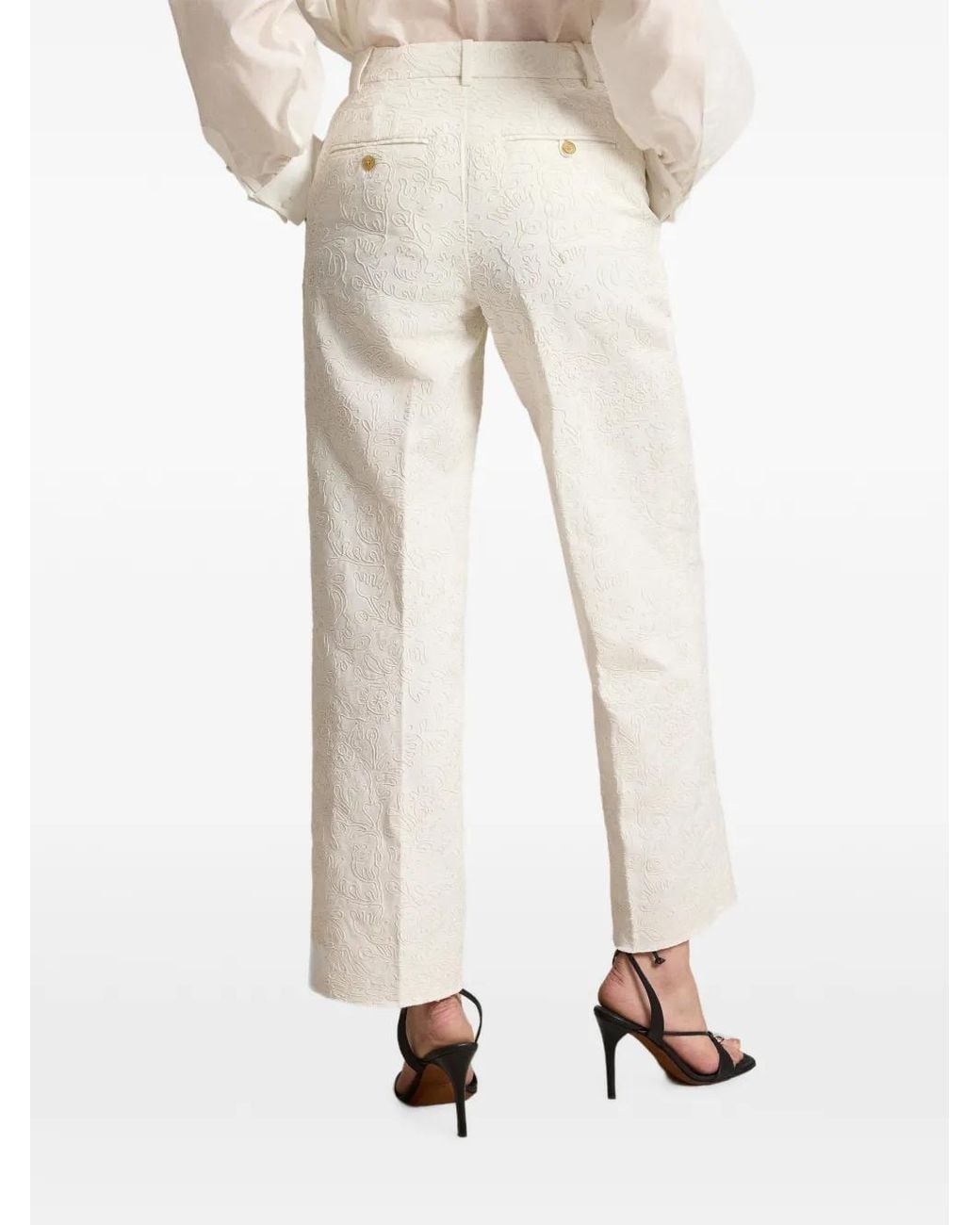 Polo Ralph Lauren White Pantalon Court À Broderies