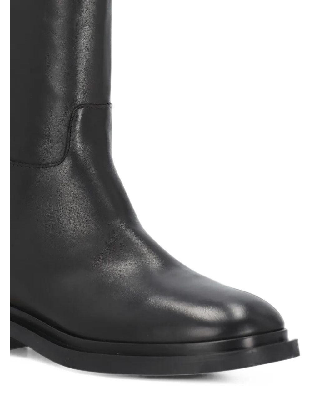 Julie Dee Black Knee-Length Leather Boots