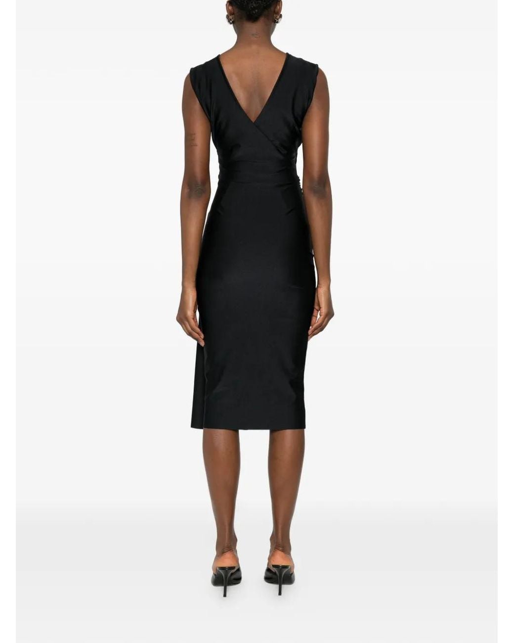 La Petite Robe Di Chiara Boni Vネックノースリーブ ミディドレス Black