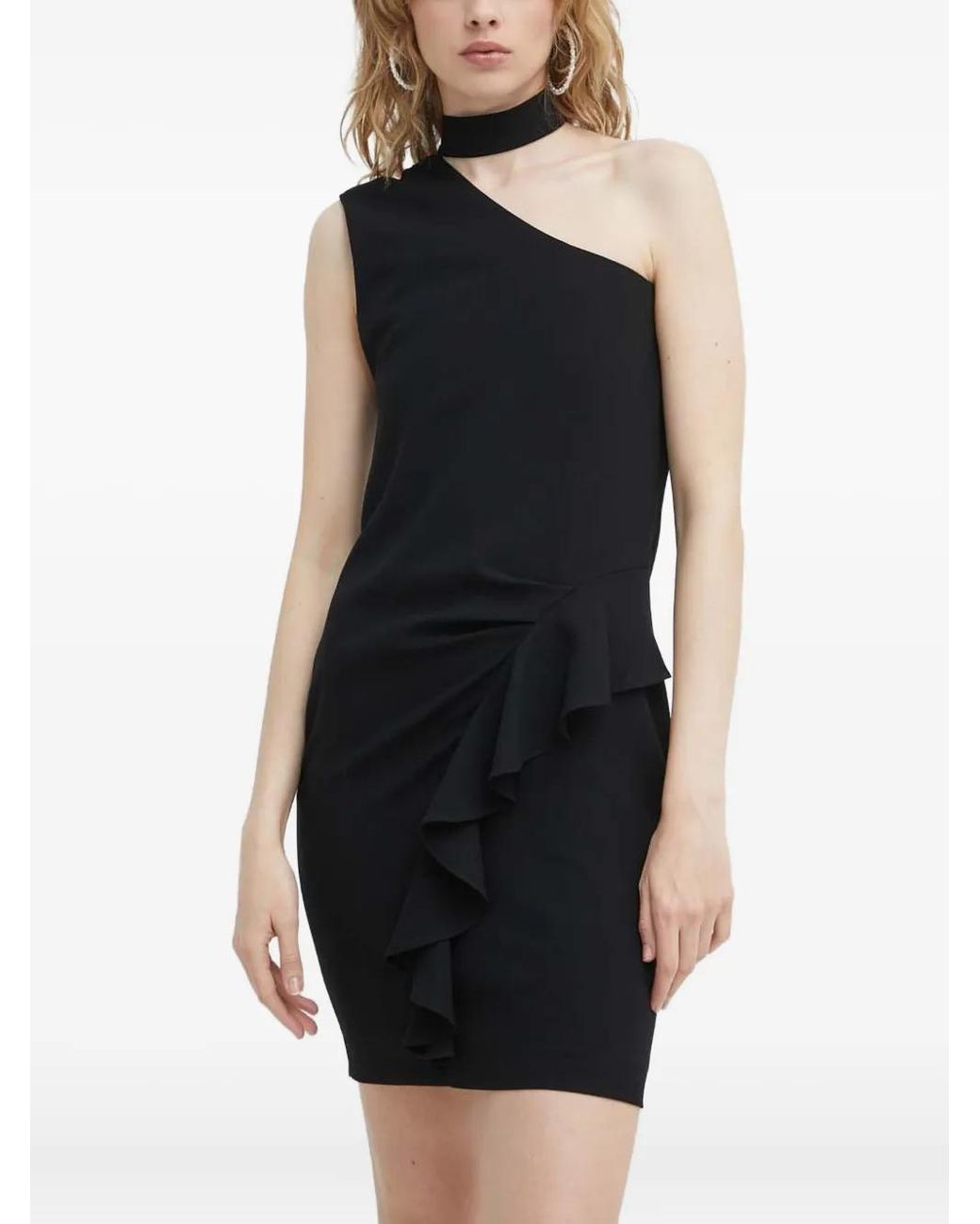 IRO Black Kami Ruffled One-Shoulder Mini Dress