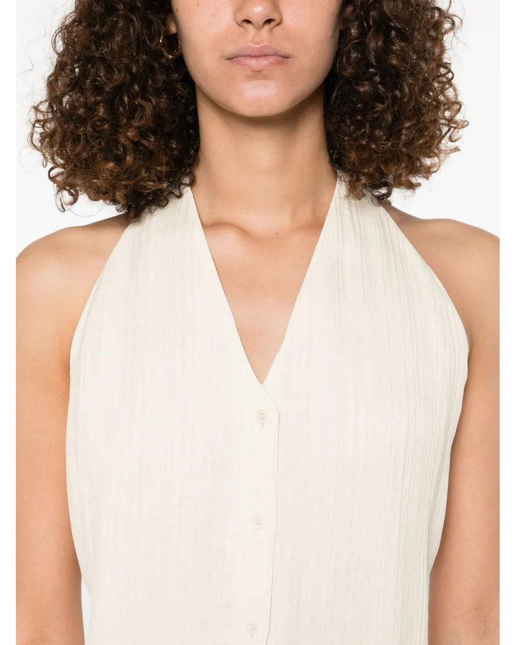 Joseph White Halter-Neck Button Top