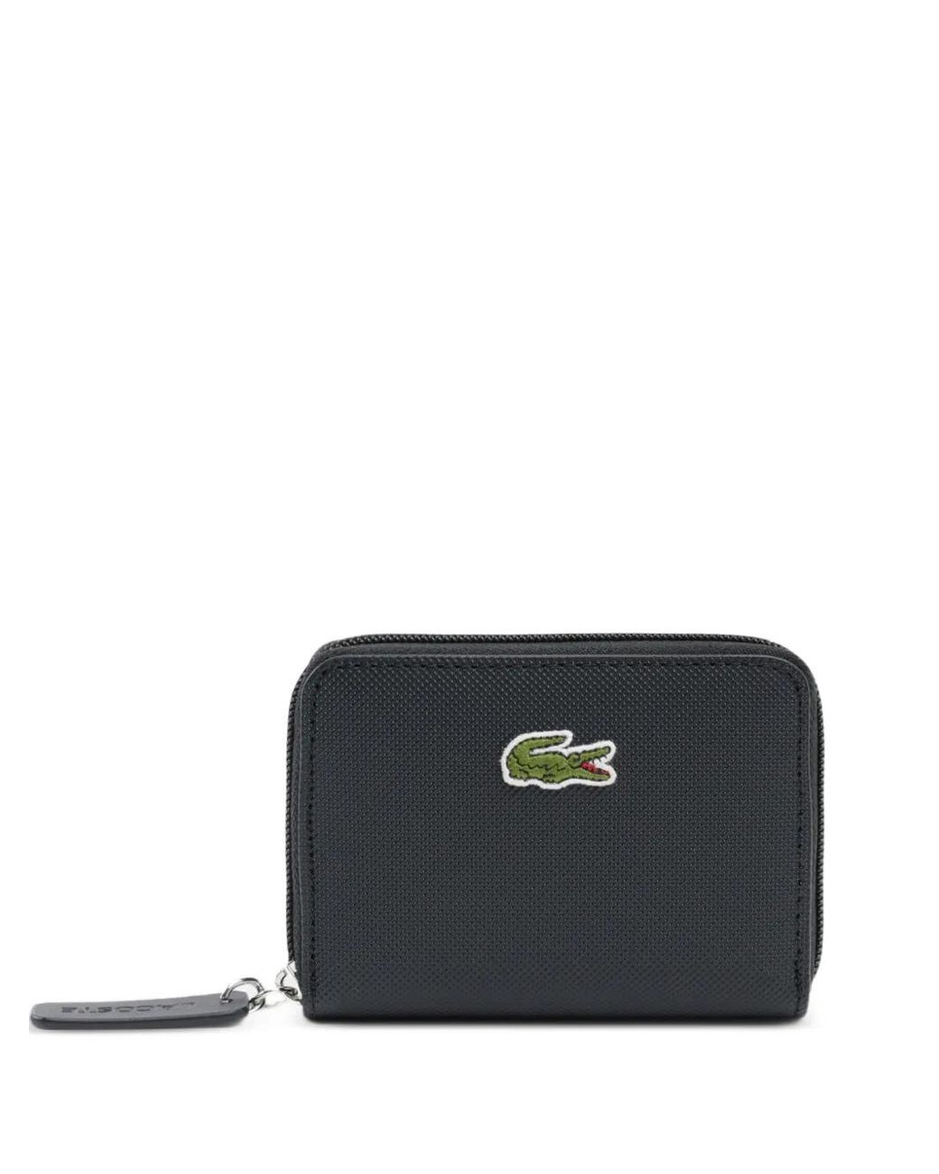 Lacoste Black Mini Logo-Patch Zip-Around Wallet