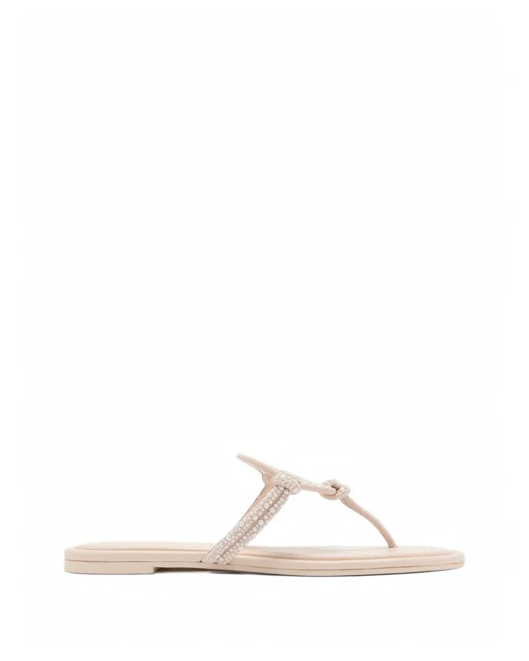 Tory Burch White Miller Knotted Pearl Sandals