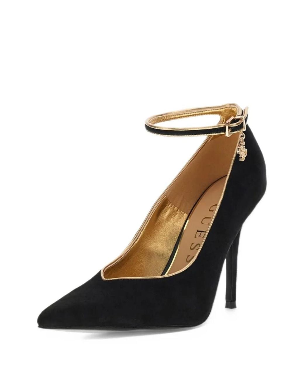 Guess Black Pointed-Toe Ankle-Strap Pumps
