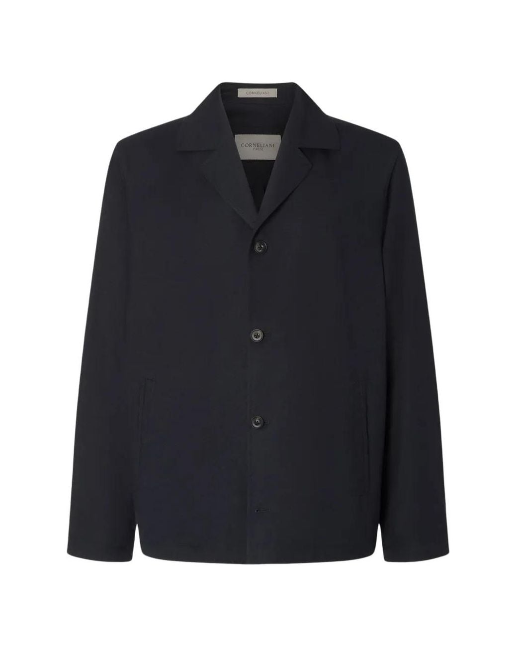 Corneliani Blue Button Virgin Wool Overshirt for men