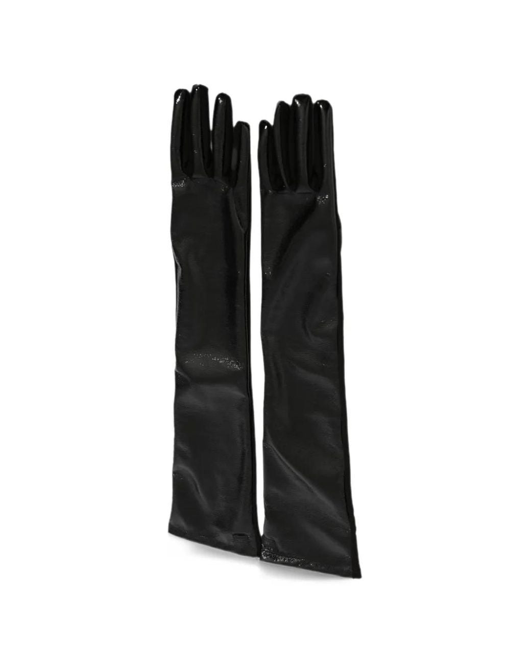 Elisabetta Franchi Black Monogram-Plaque Long-Length Gloves