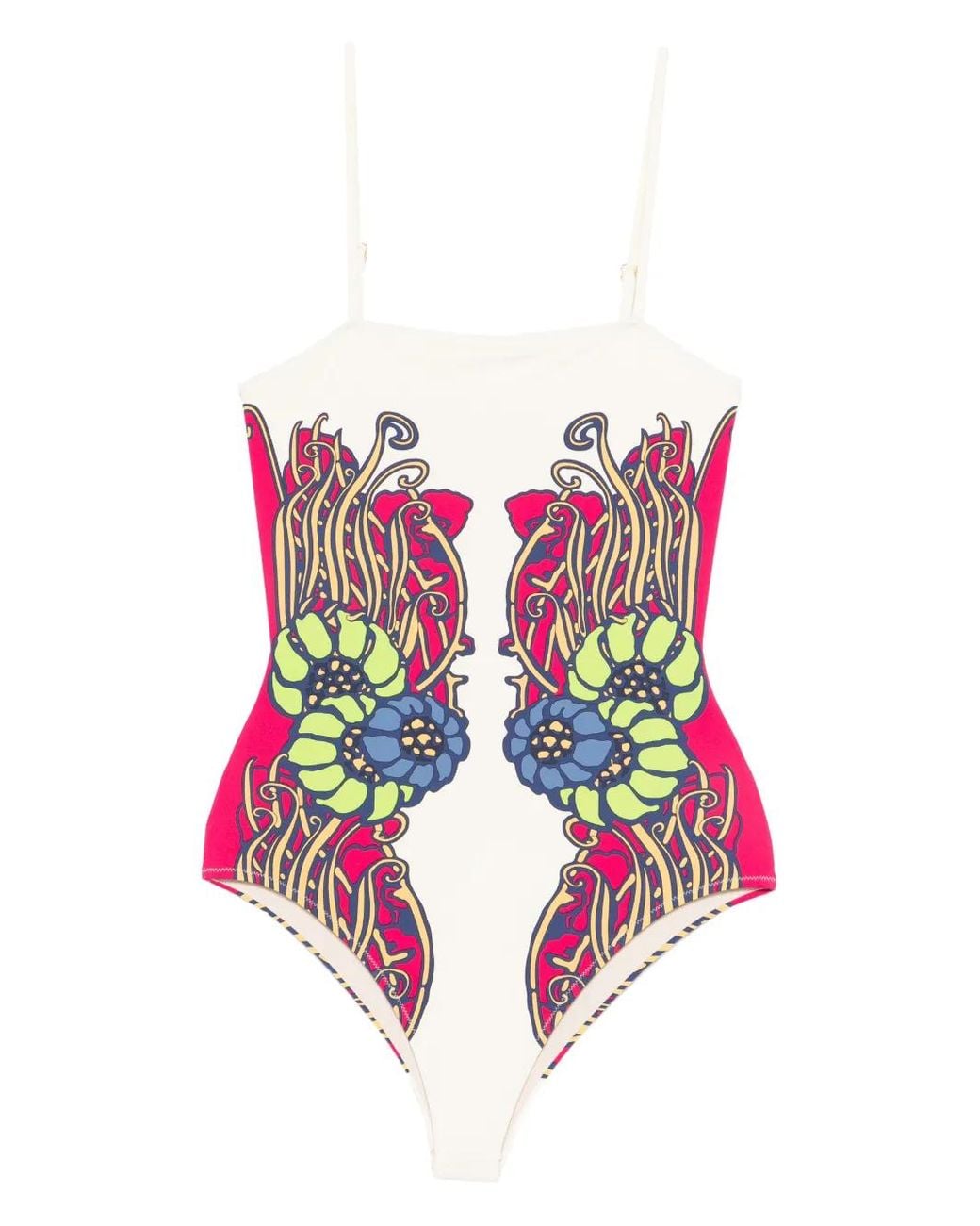 LaDoubleJ White Floral Print Swimsuit