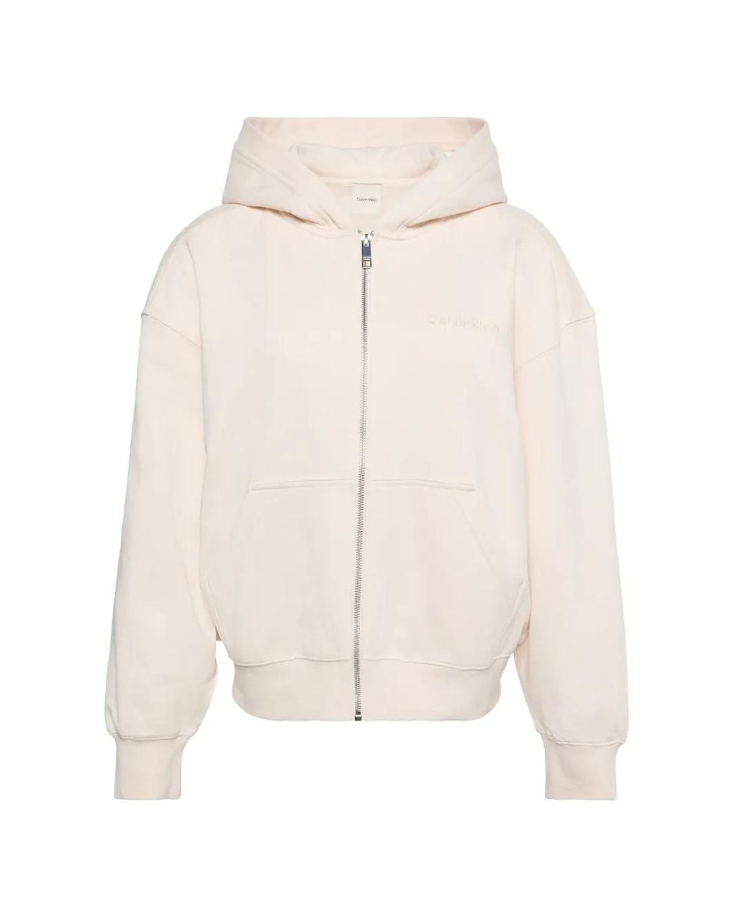 Calvin Klein White Zip-Up Hoodie