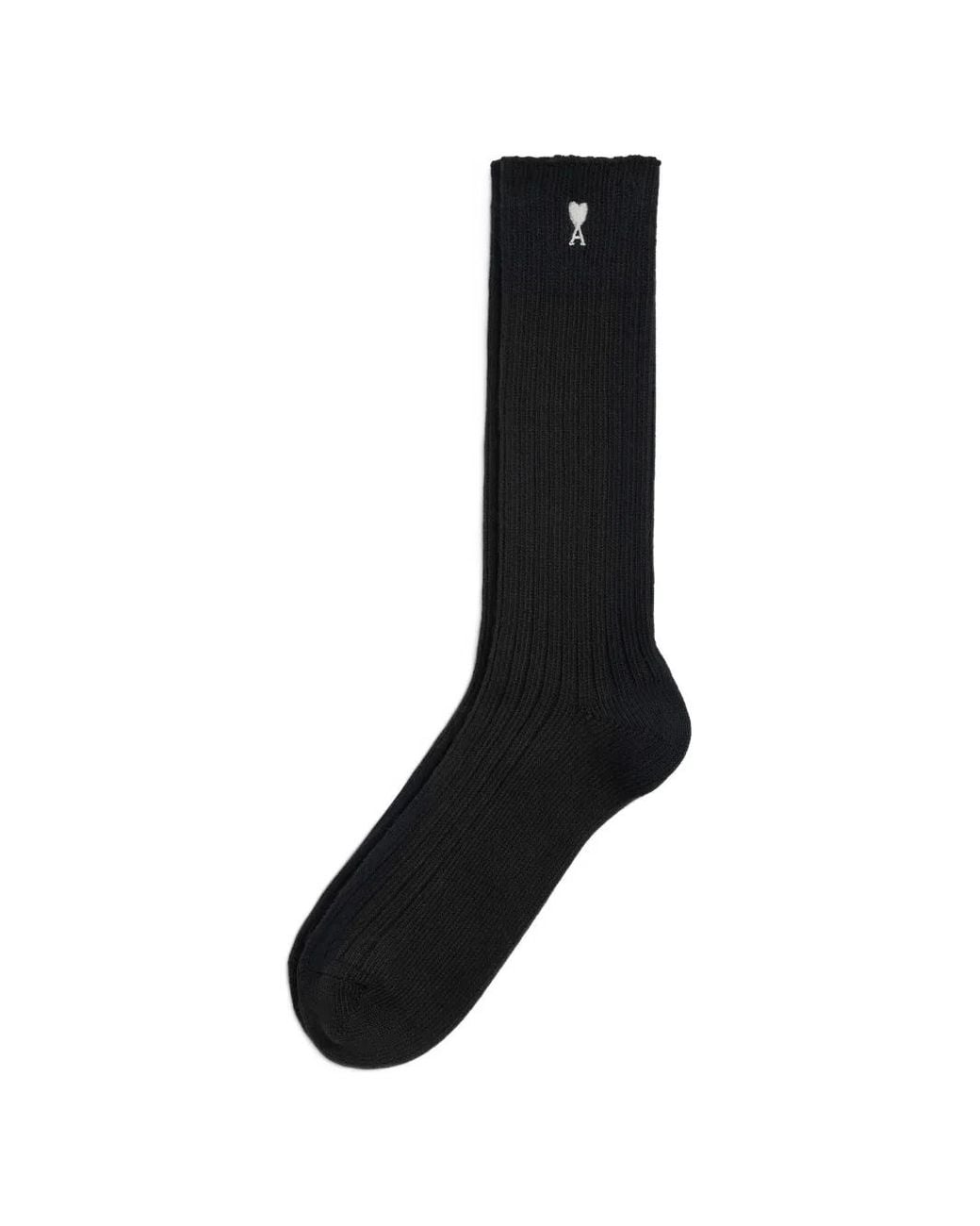 AMI Black Cotton Socks With Ami De Coeur