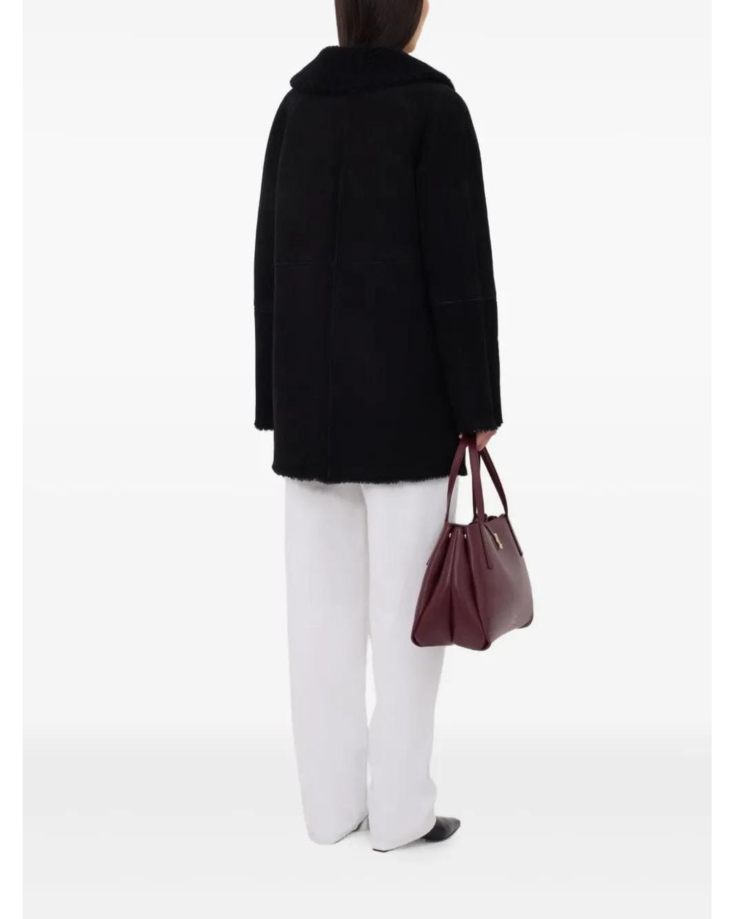 Loulou de Saison Black Isak Hooded Shearling Coat