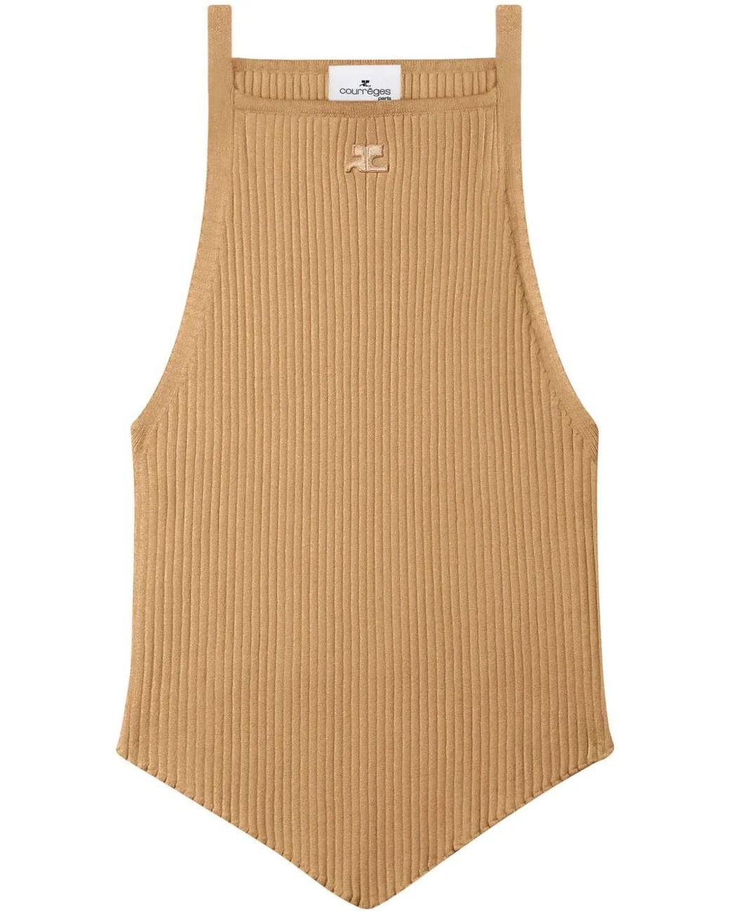 Courreges Natural Fine Ribbed Sleeveless Top