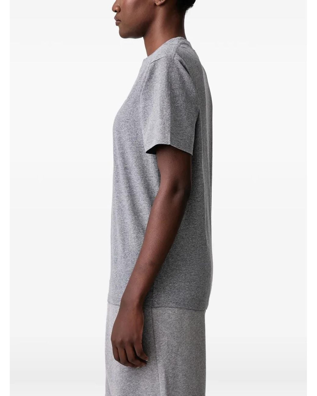 Sporty & Rich Gray Cameron Serif Logo-Print T-Shirt
