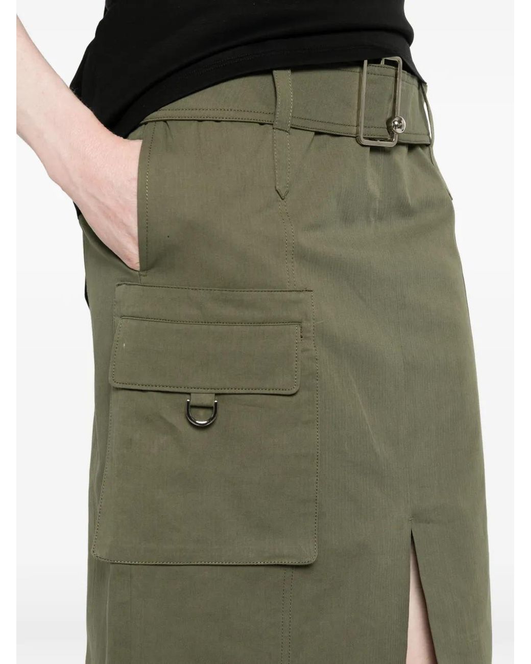 Isabelle Blanche Green Belted Midi Skirt
