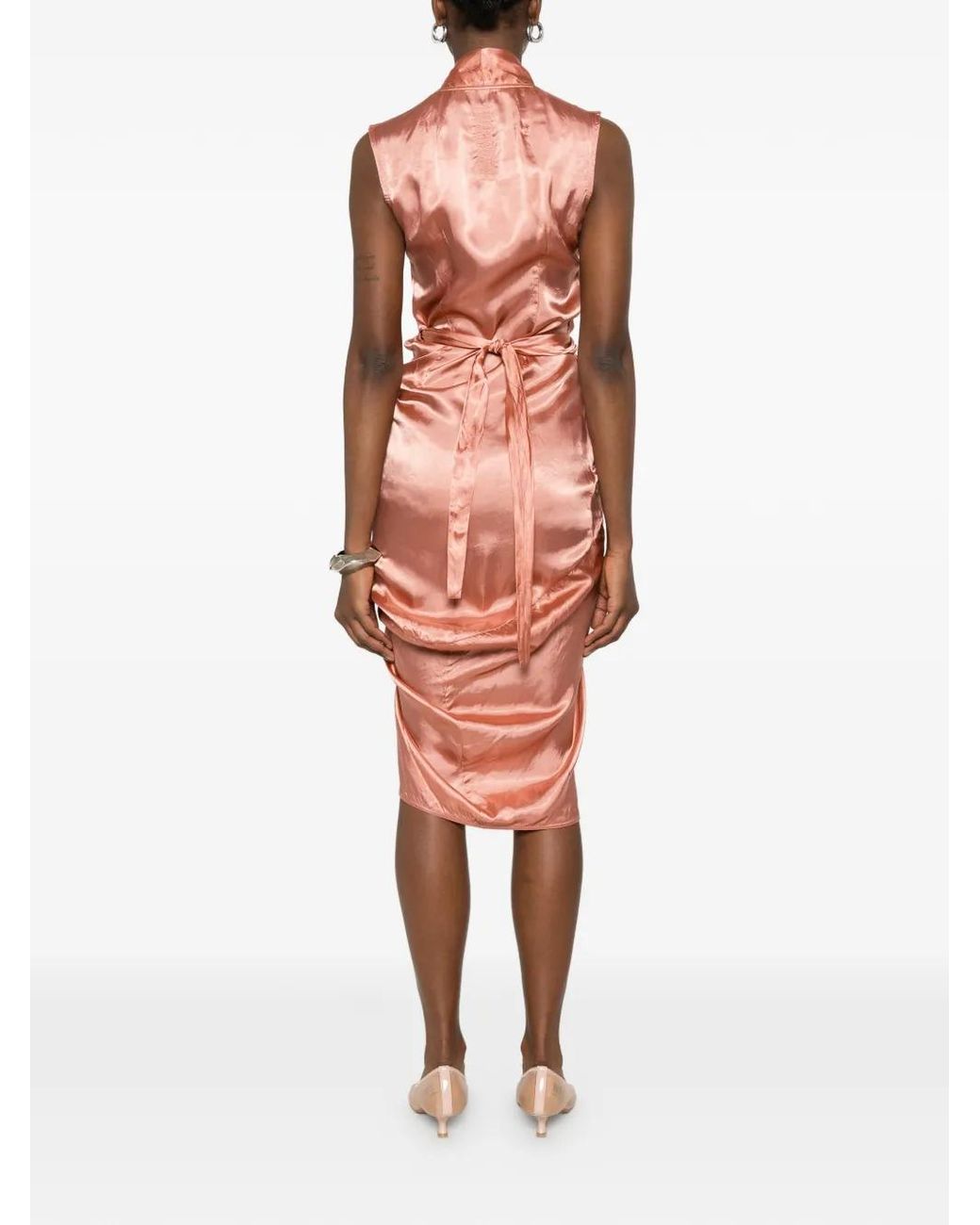 Rick Owens White Wrap Sleeveless Midi Dress