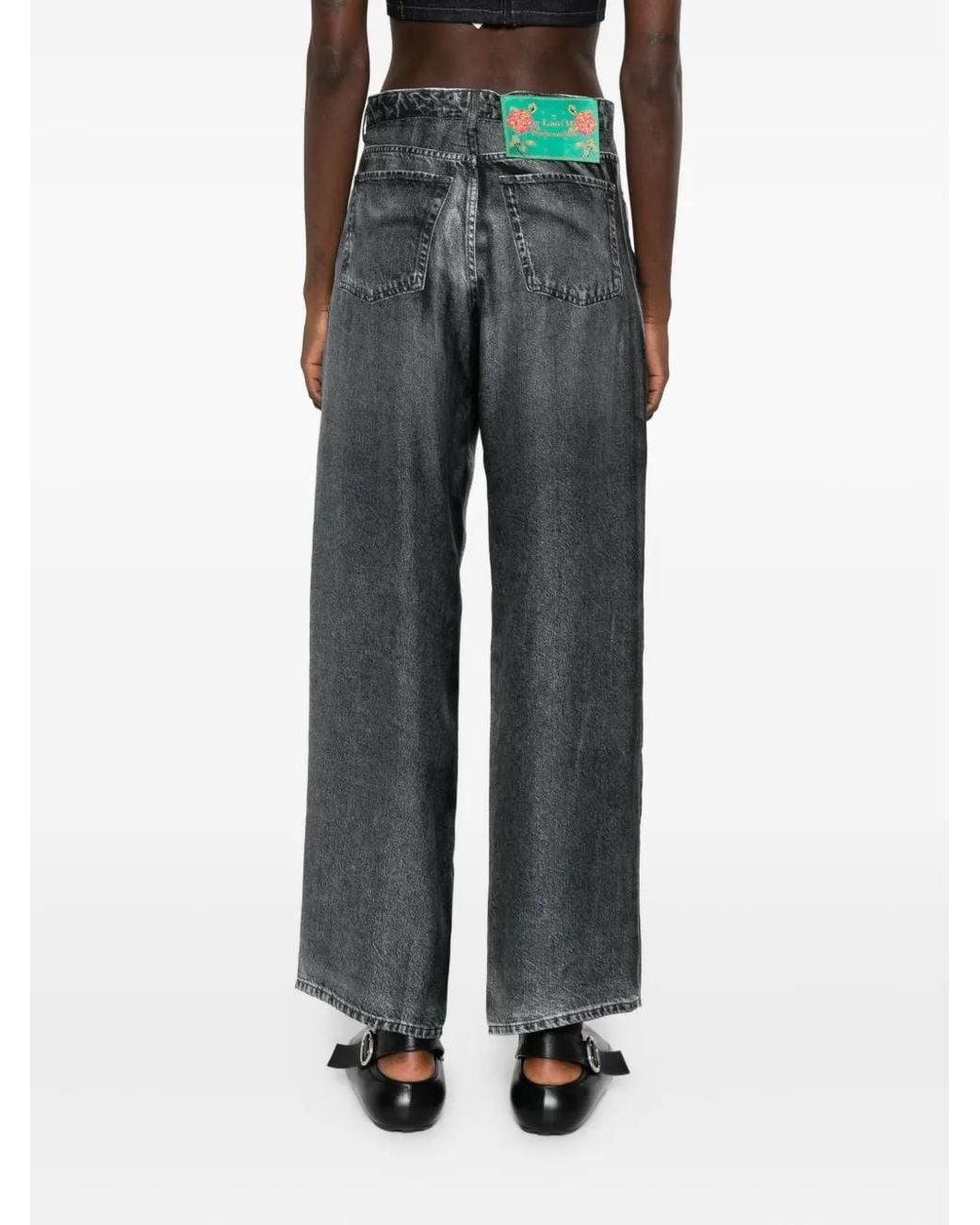 Pierre Louis Mascia Gray Aloe Wide-Leg Silk Trousers