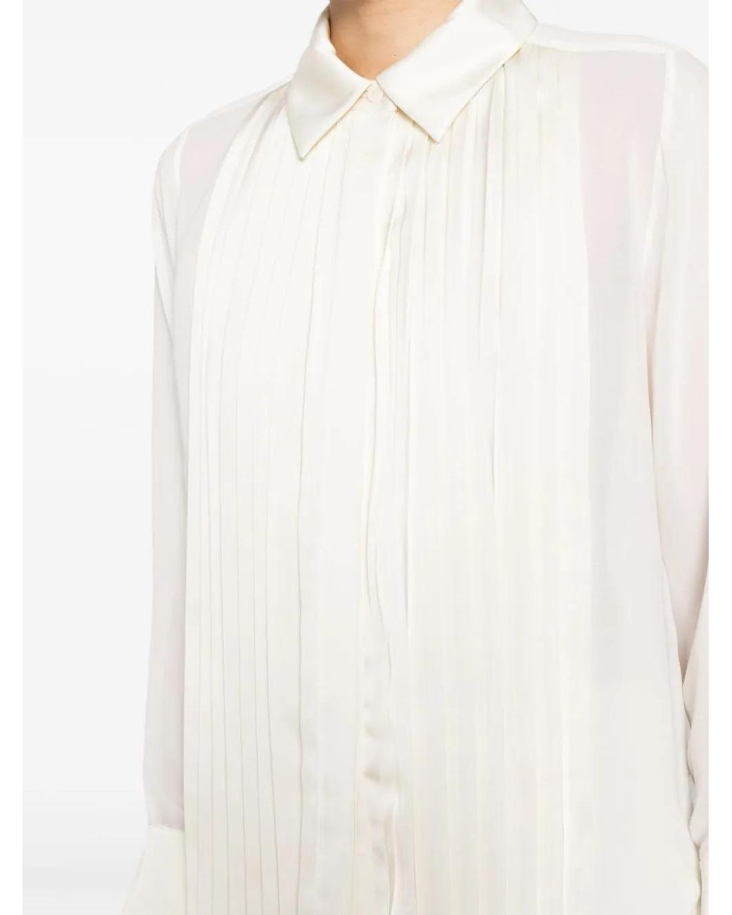 Jonathan Simkhai White Vinka Pleated-front Blouse