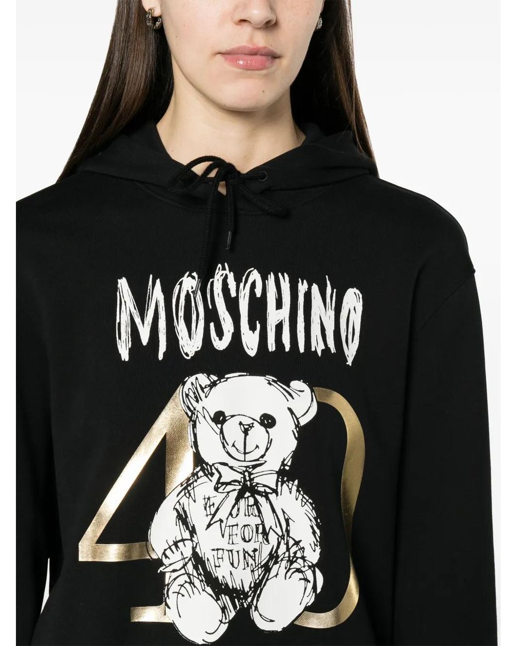 Hoodie En Coton À Imprimé Teddy Bear Moschino en coloris Black
