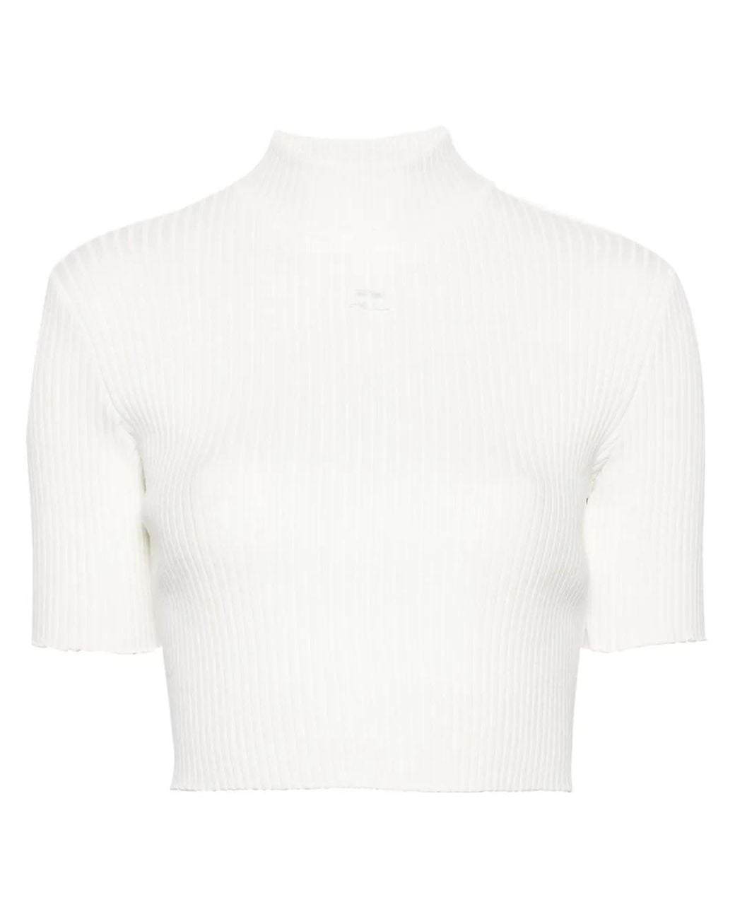 Courreges Top Met Col in het White