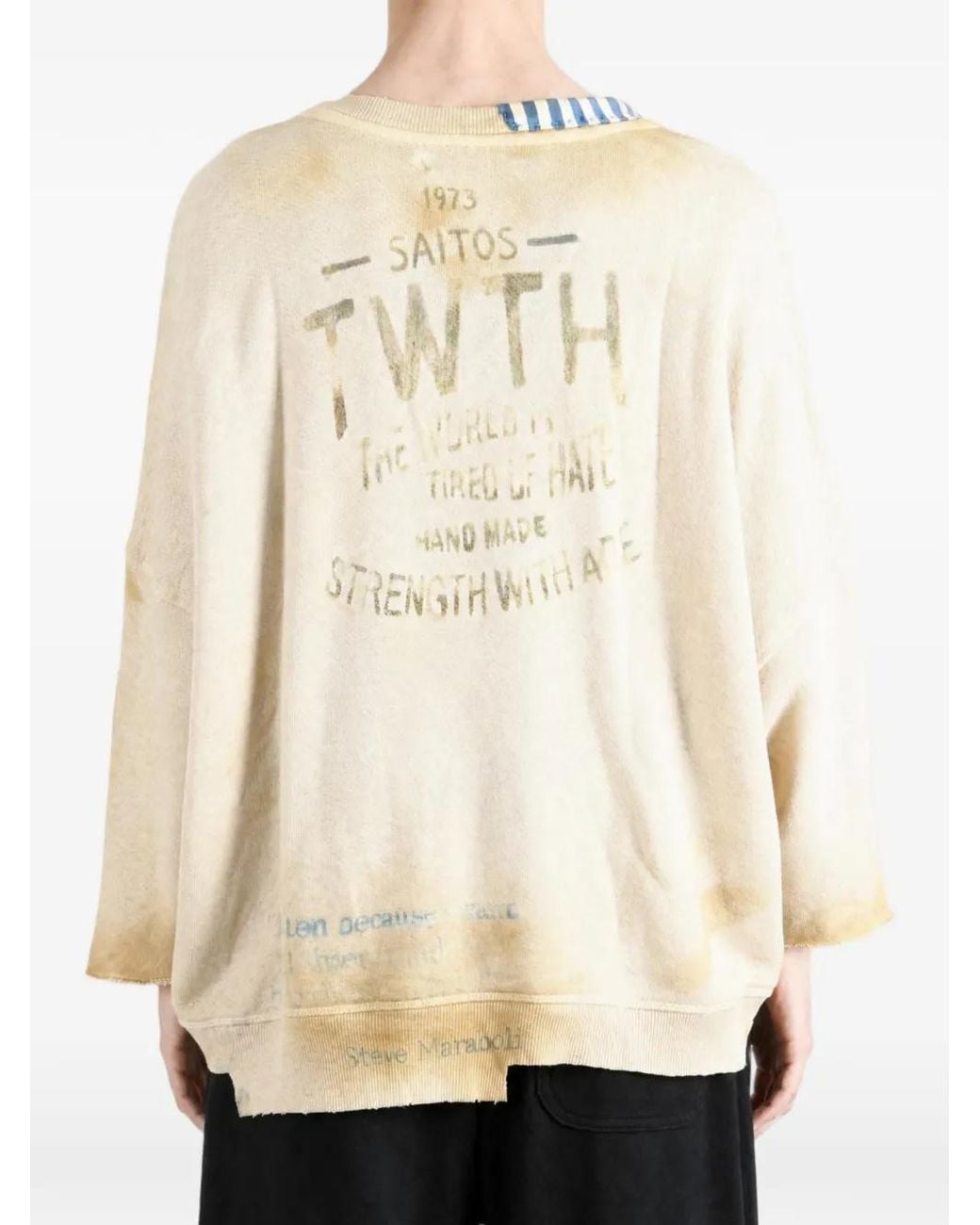 SAITOS Natural Graphic-Print Patch-Detail Sweatshirt