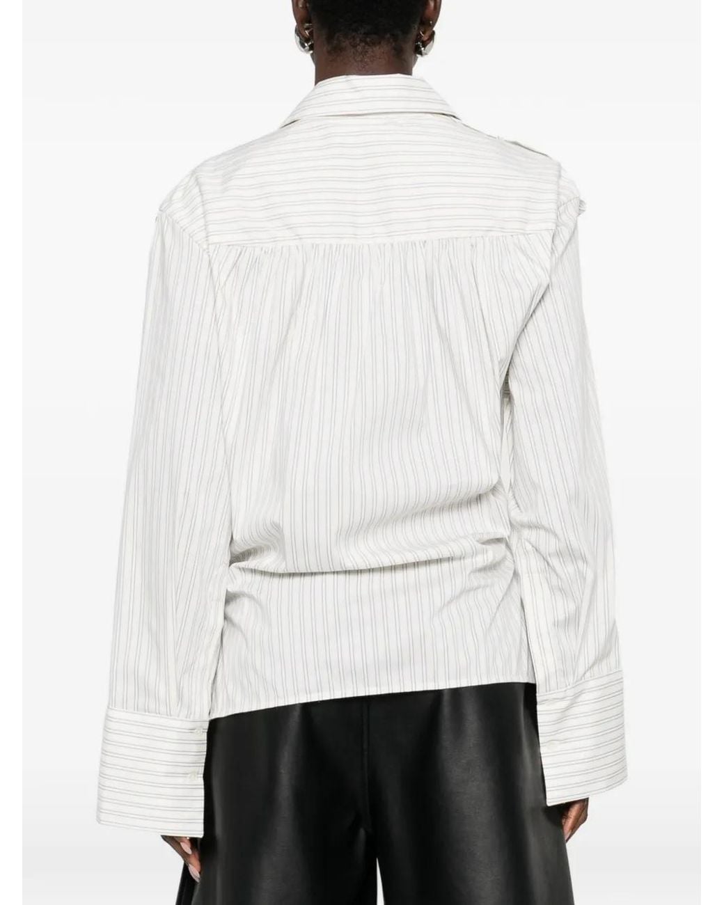 IRO White Lace Striped Cotton Shirt