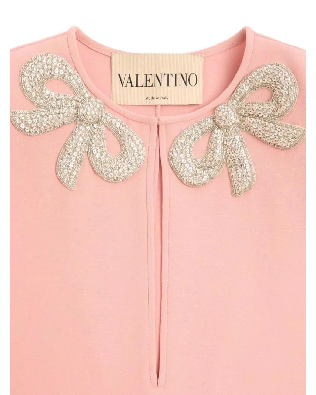 Valentino Garavani Pink Robe Courte En Crêpe Couture À Broderie
