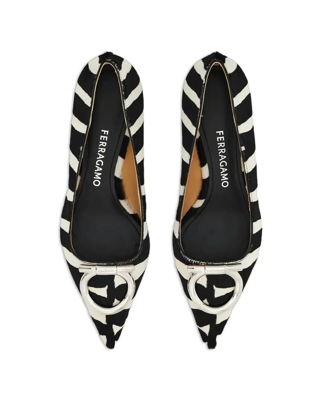Ferragamo White Maxi Gancini Embellished Pump