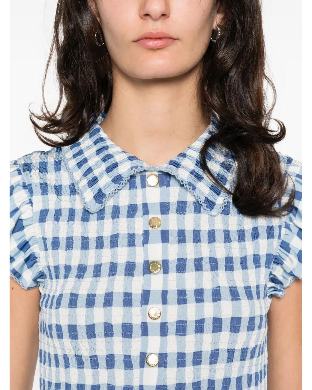 Sandro ラッフルチェック シャツ ブルー | Lyst