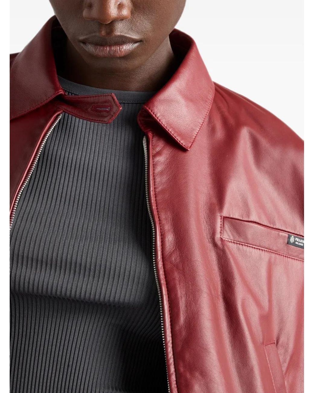 Prada Red Nappa Leather Jacket