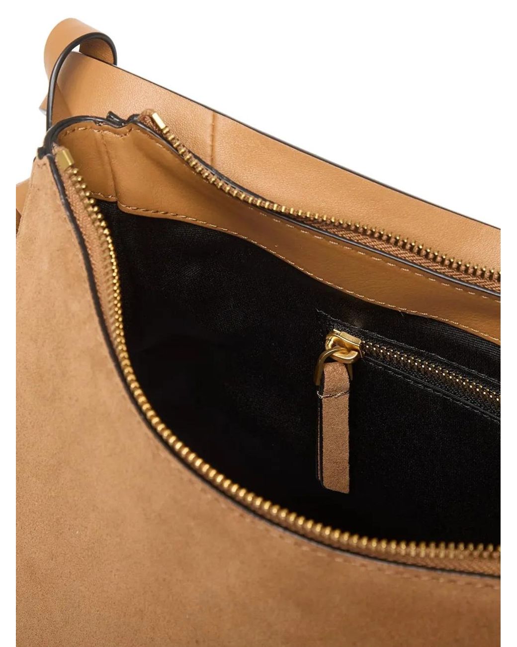 Tommy Hilfiger Brown Metal Logo Suede Shoulder Bag