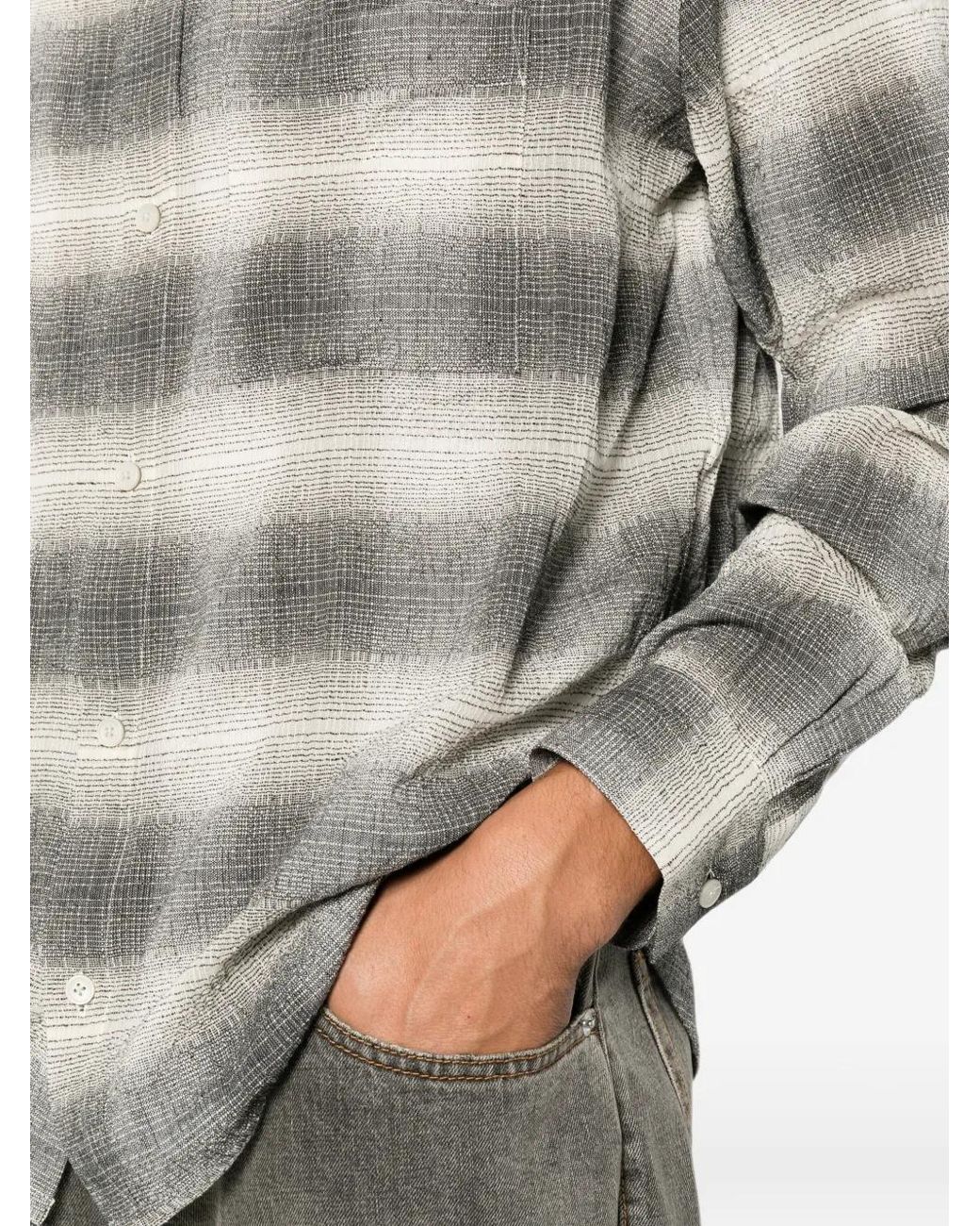 Won Hundred Gray Pete Check Shirt for men