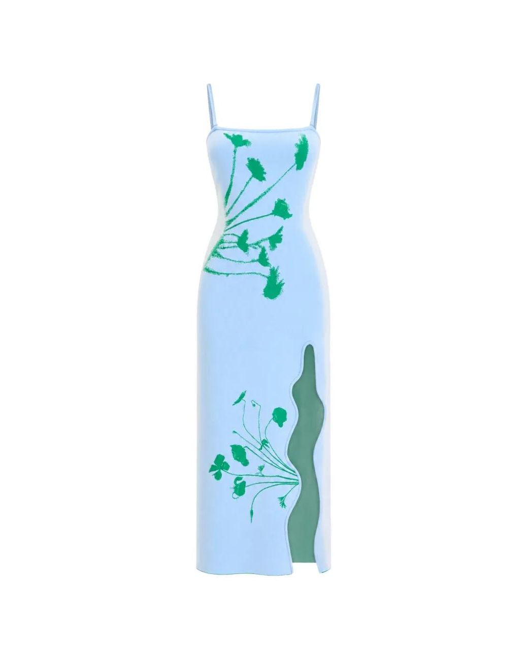Ph5 Blue Iris Flower-Print Wavy-Slit Maxi Dress