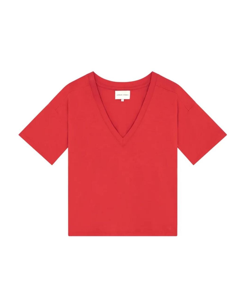 Loulou de Saison Red Faaa V-Neck Short-Sleeve T-Shirt