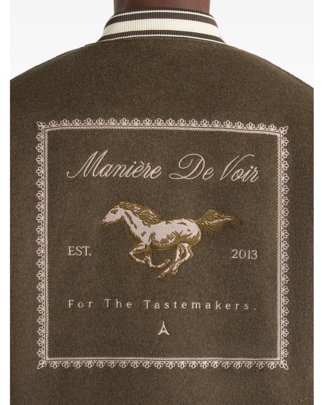Manière De Voir Natural Equestrian Wool-Blend Varsity Jacket for men