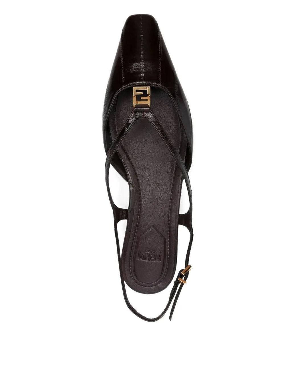 Fendi Black Ffolk Leather Slingback Ballets