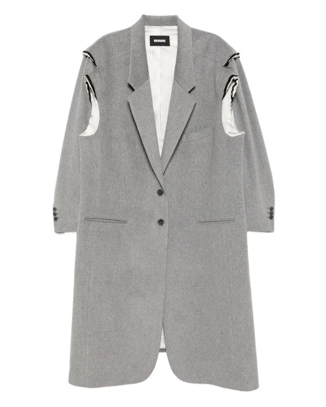 Moohong Gray Doubled Shoulder Coat