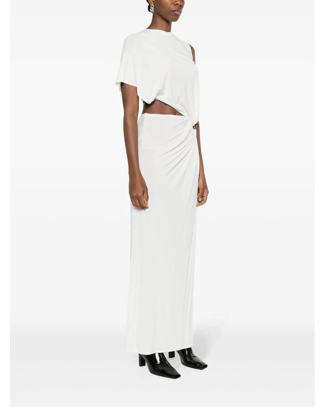 Courreges White Heritage Stretch-Jersey Crepe Asymmetric Dress