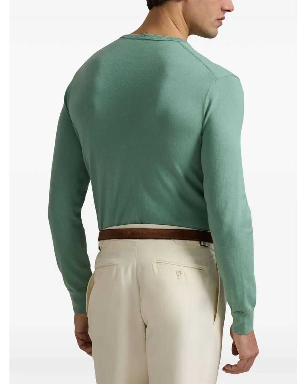 Polo Ralph Lauren Green Logo-Embroidered Crew-Neck Sweater for men
