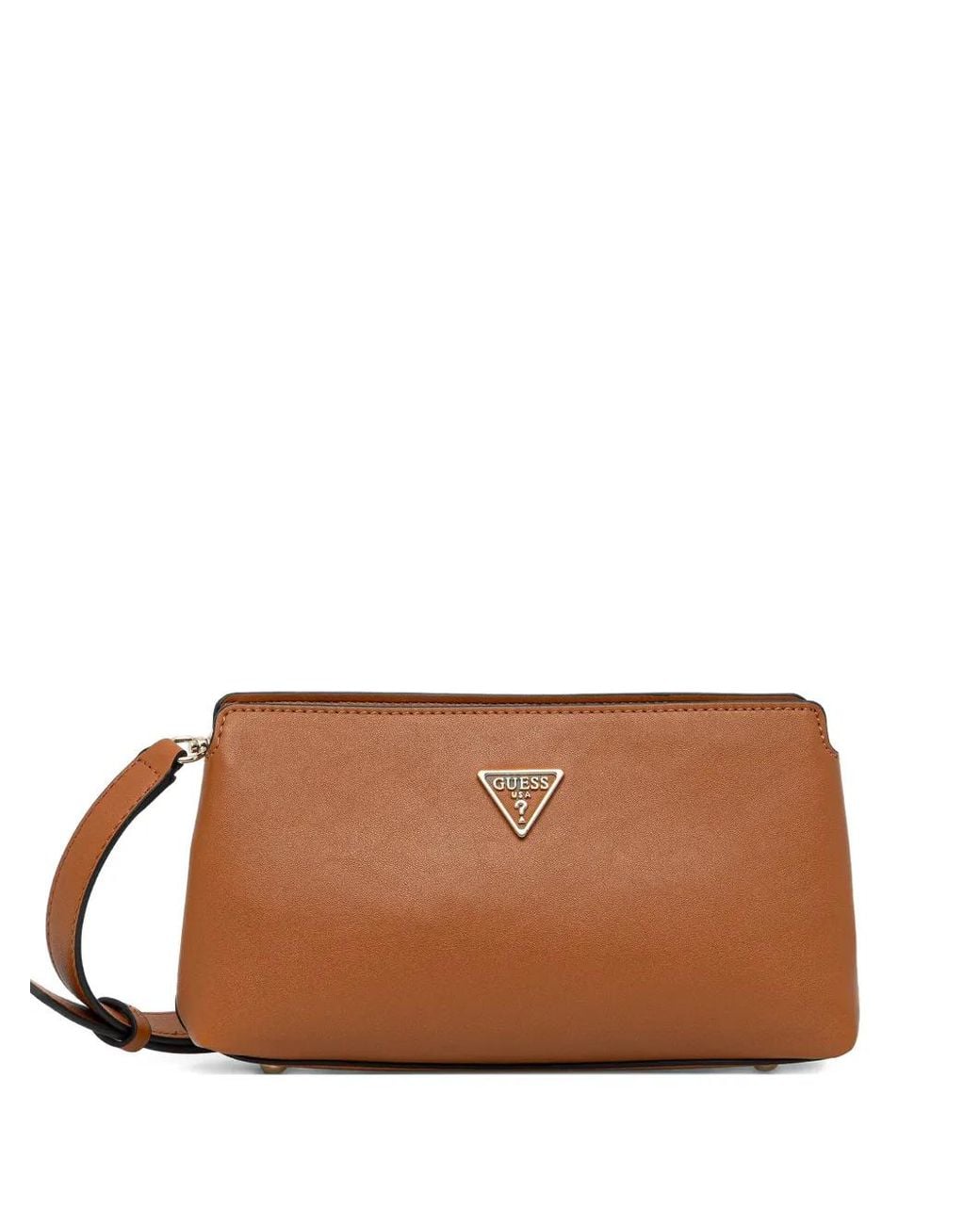 Guess Brown Logo-Plaque Satchel