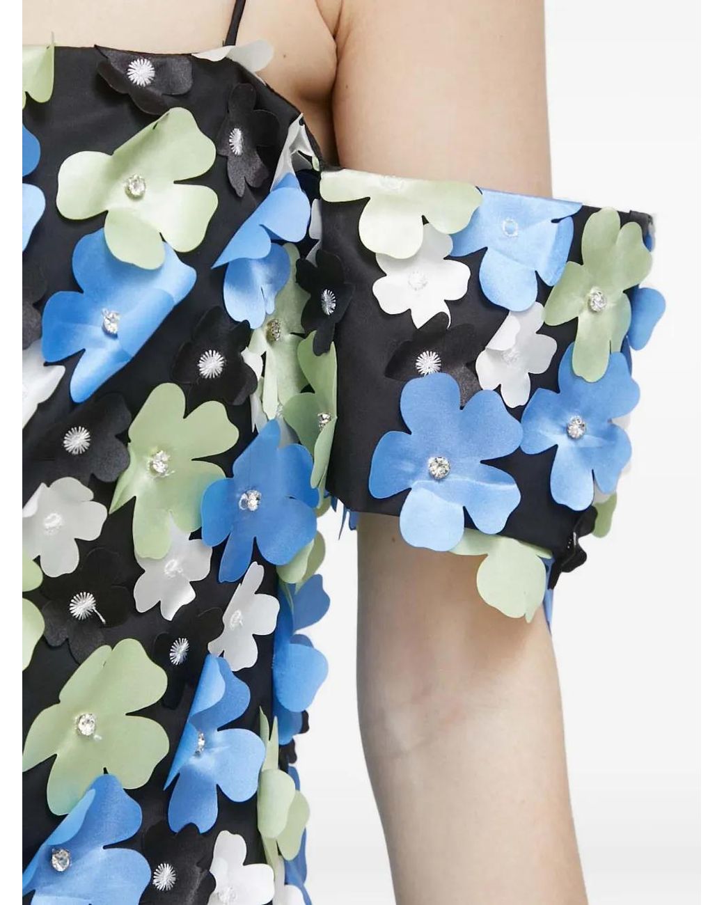 Stine Goya Blue Floral-Embellished Midi Dress