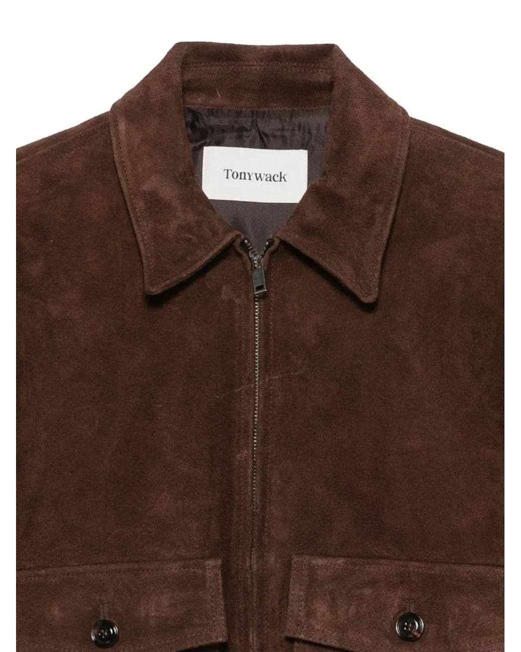 TONYWACK Brown Suede Bomber Jacket for men