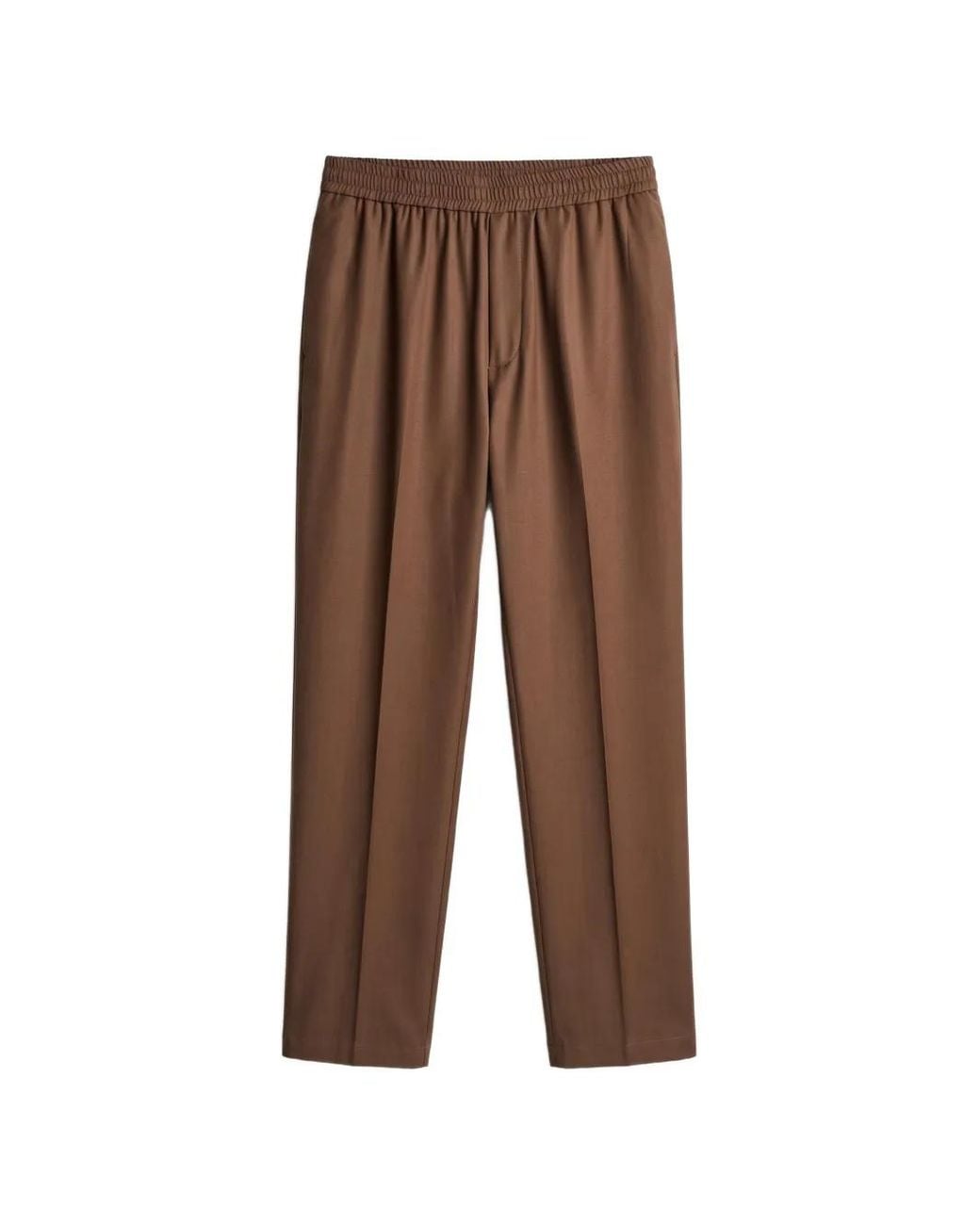 Barena Brown Riobarbo Elasticated-Waistband Pressed-Crease Trousers for men