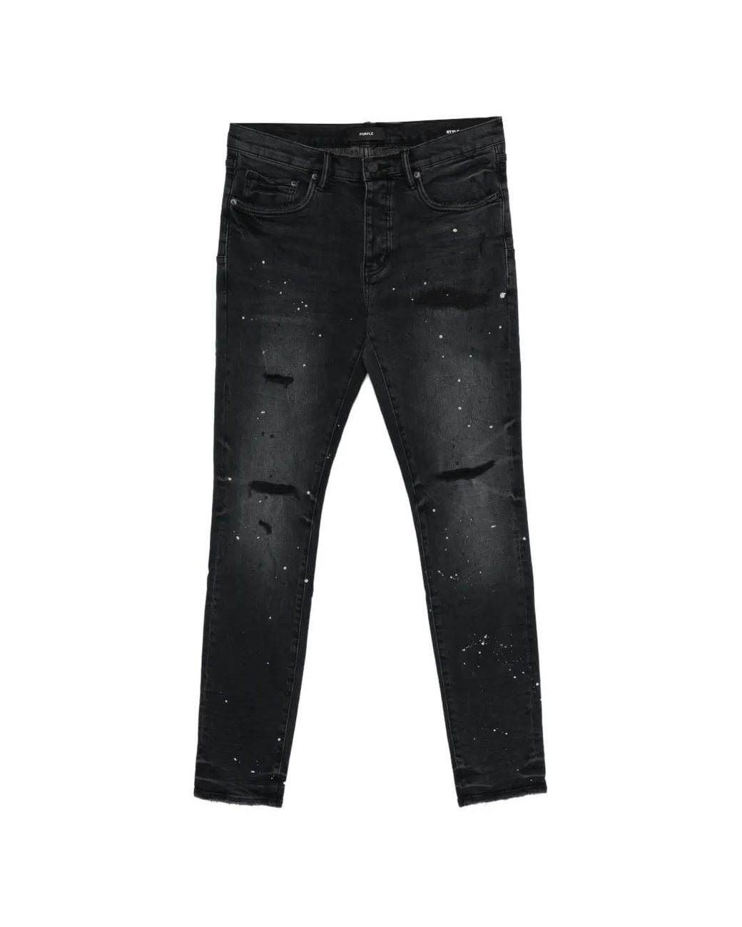 Purple Brand P001 Reflective Paint Repair Skinny Jeans in Black