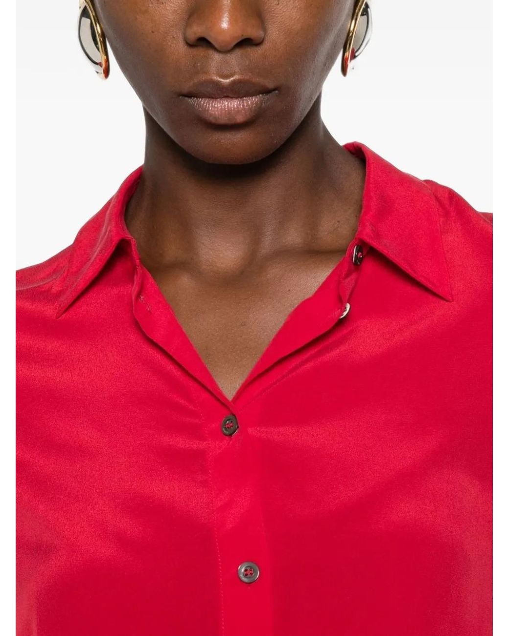 Pinko Red Silk Shirt