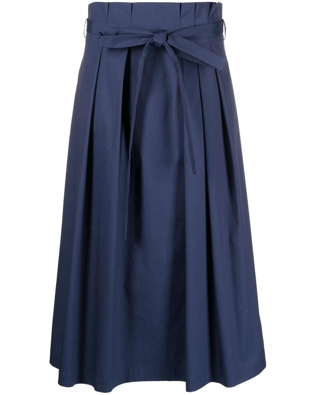 Antonelli Belted Pleated Midi Skirt in Blue | Lyst
