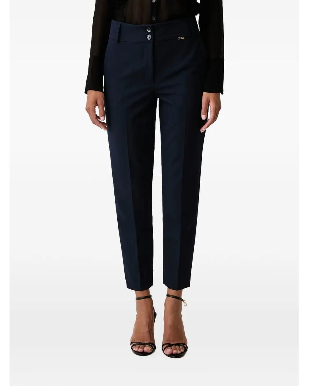 Fracomina Black Pressed-Crease Tailored Trousers
