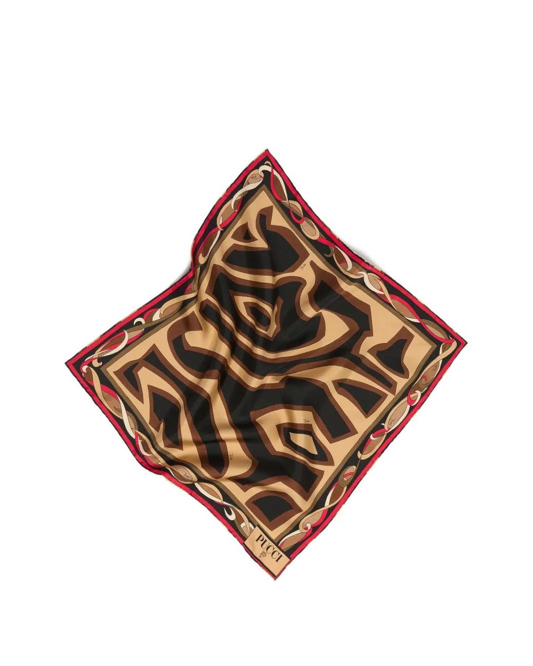 Emilio Pucci Brown Printed Silk Scarf