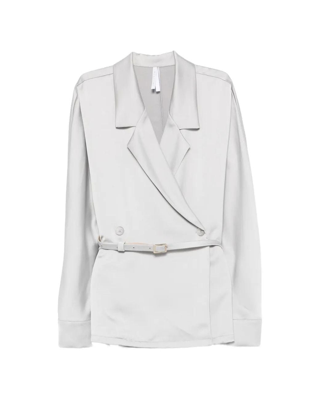 Imperial White Belted Double-Breasted Blazer