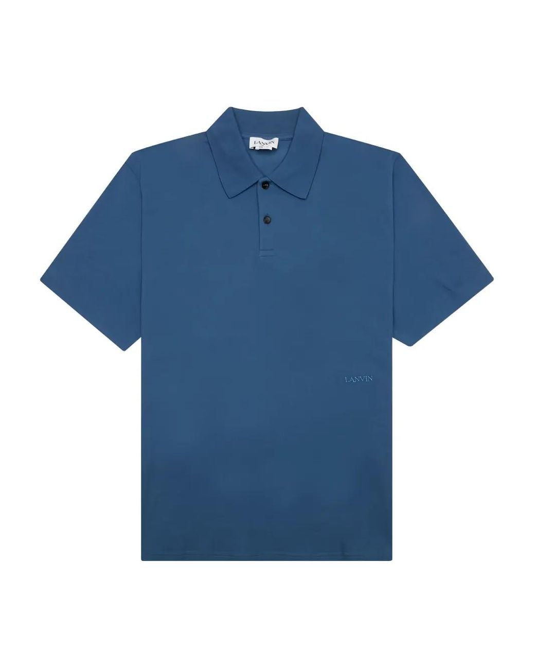 Lanvin Blue Curb-Detail Polo Shirt for men
